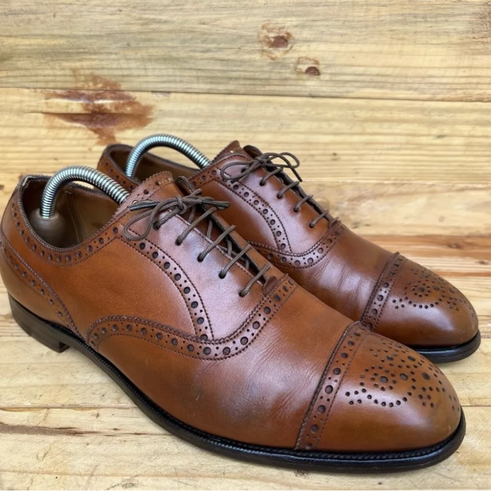 Edward Green Tan Chestnut Brogue Brown Dress Shoe Size US 9.5 /UK 8.5 D 202 Last